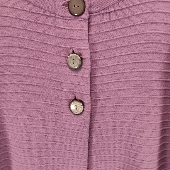 Evan-Picone Lavender Purple Ribbed Knit 100% Cotton Button Up Cardigan 1X - Picture 2 of 11